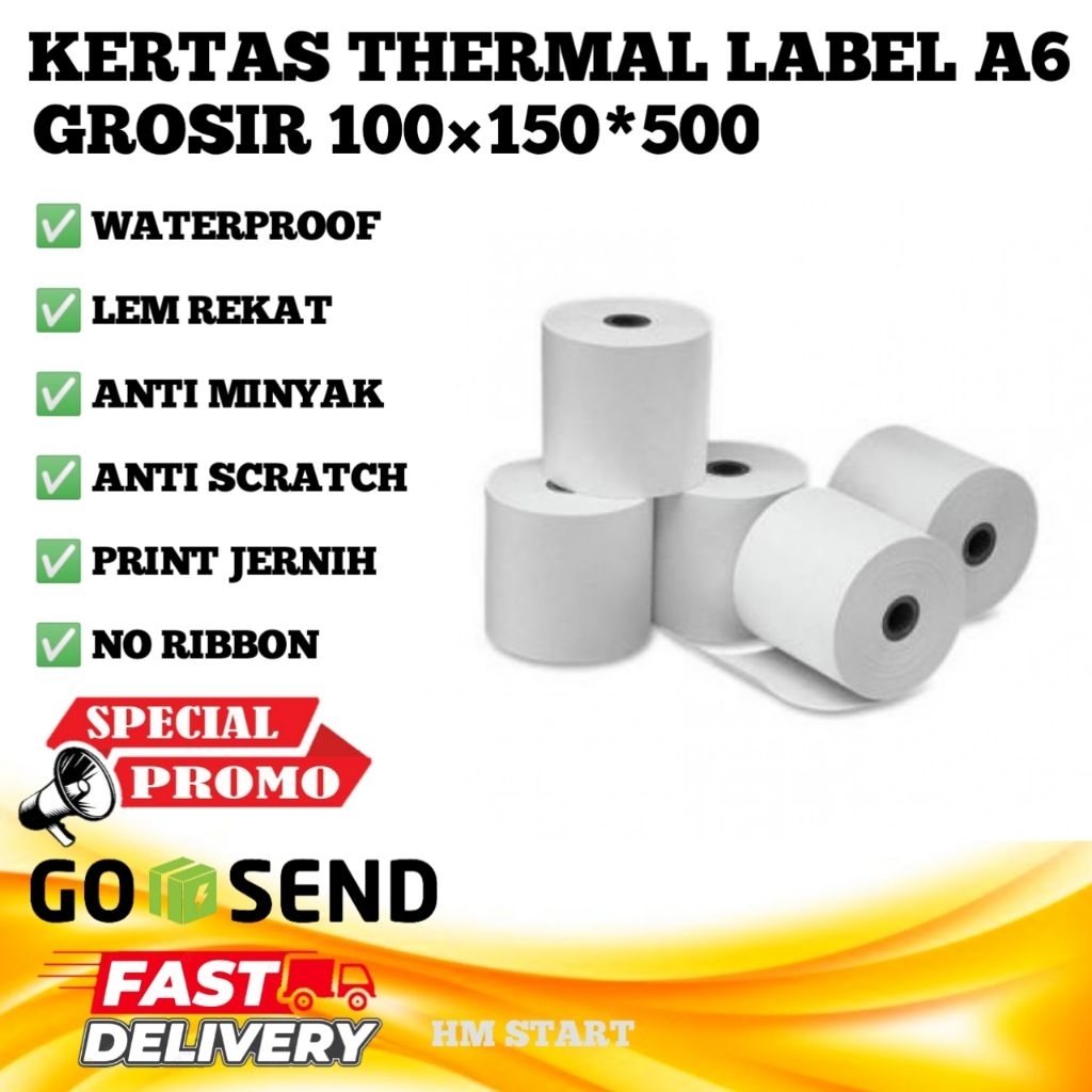 

thermal A6/label kertas thermal 1 roll 500 pcs
