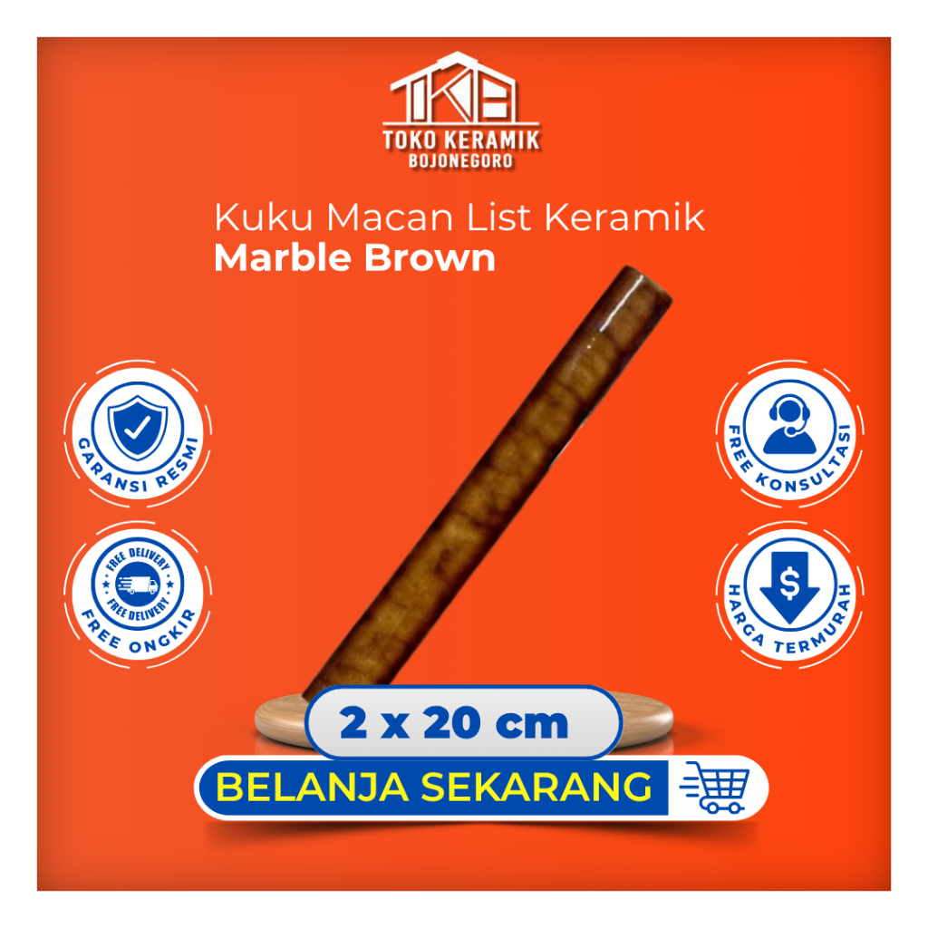 Kuku Macan List Keramik Ulir Marble Brown Polos Permeter