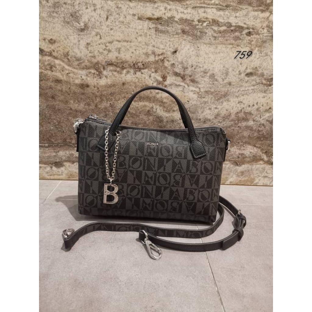 tas selempang monogram hitam Bonia ori