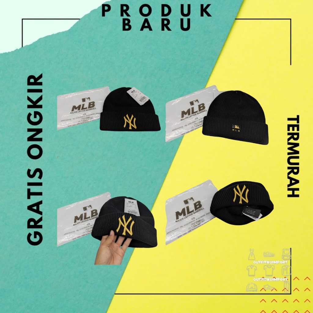 K-218 Topi Kupluk NY MLB Black Logo Gold