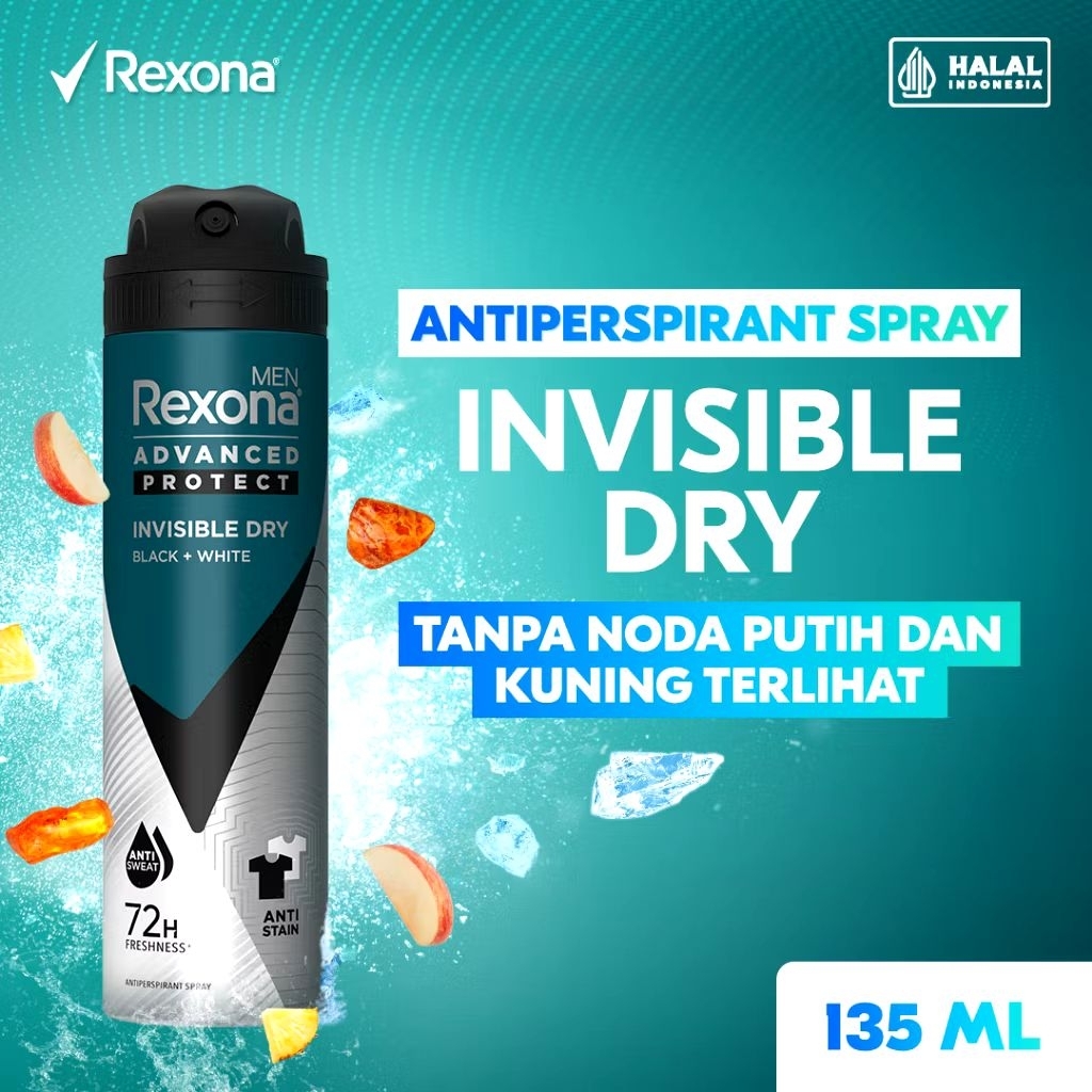 Rexona Men Antiperspirant DEODORANT SPRAY Invisible Dry 135ml - Rexona Antiperspirant Aerosol