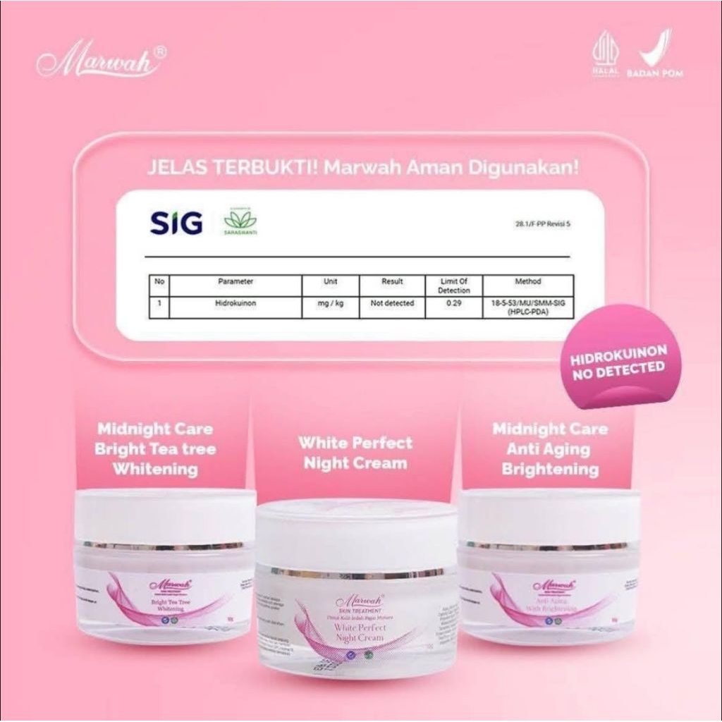 MARWAH ECER CREAM MALAM BPOM ORIGINAL 100% Midnight Care Acne Whitening, Oily Whitening, Aging Teatr