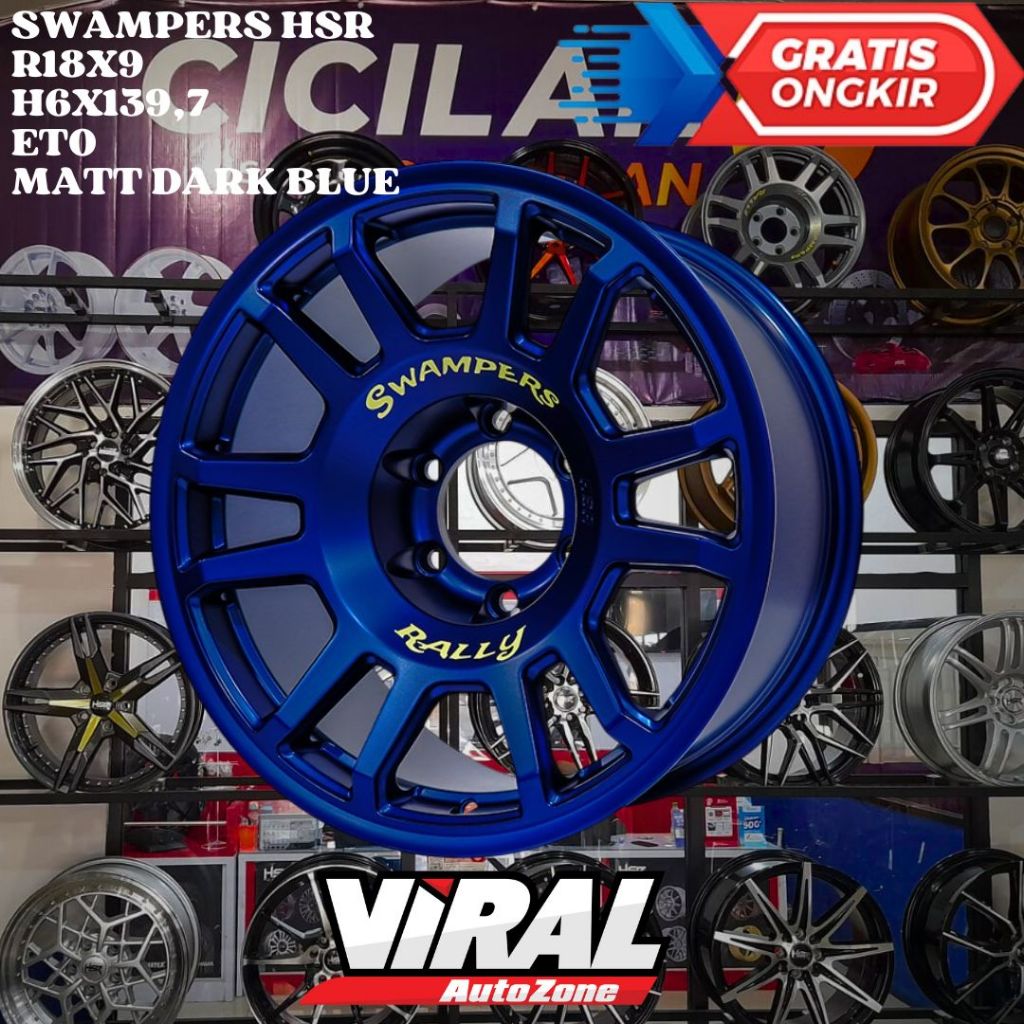 Velg Mobil Ring 18 HSR SWAMPERS R18 LEBAR 9 LOBANG 6 PCD 6X139,7 ET0 MATT DARK BLUE