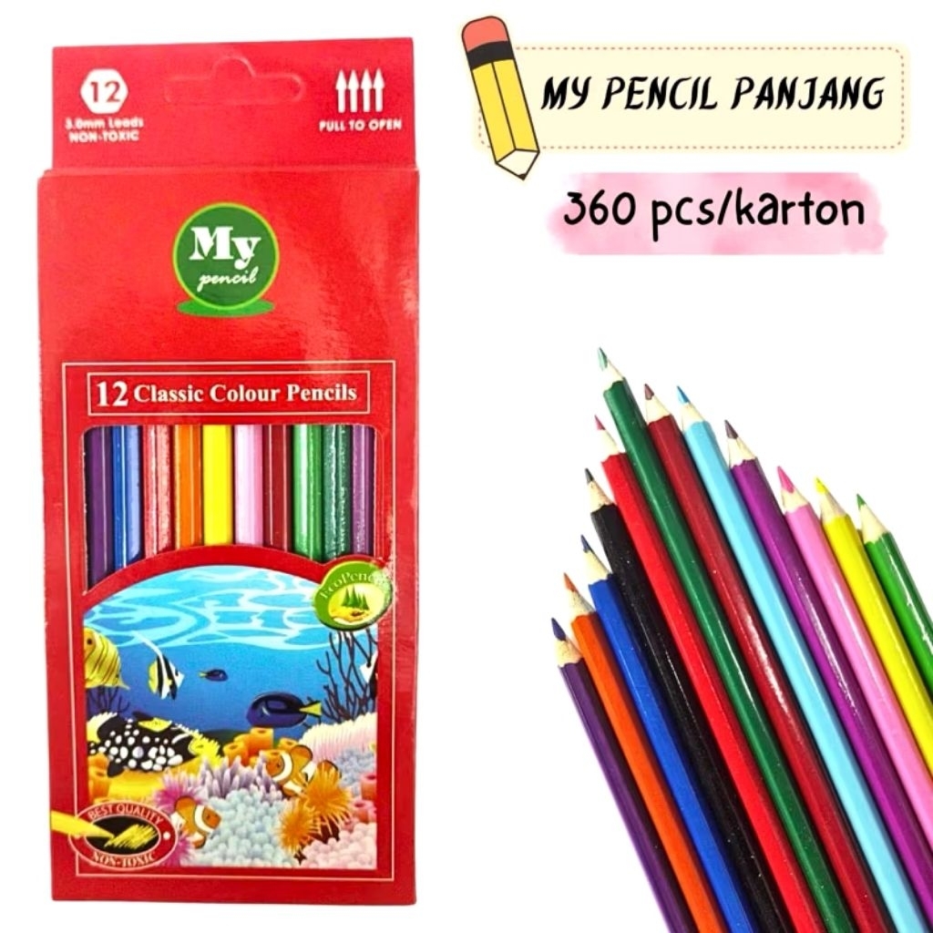 

Pensil Warna 12Pcs Panjang merk My Pencil/Tajima/Nakami
