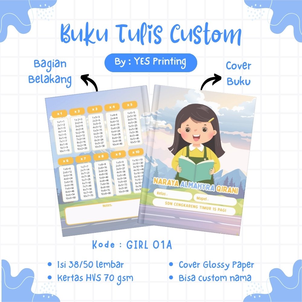 

CUSTOM | BUKU TULIS ANAK VIRAL KEKINIAN UNTUK PEREMPUAN GIRL |