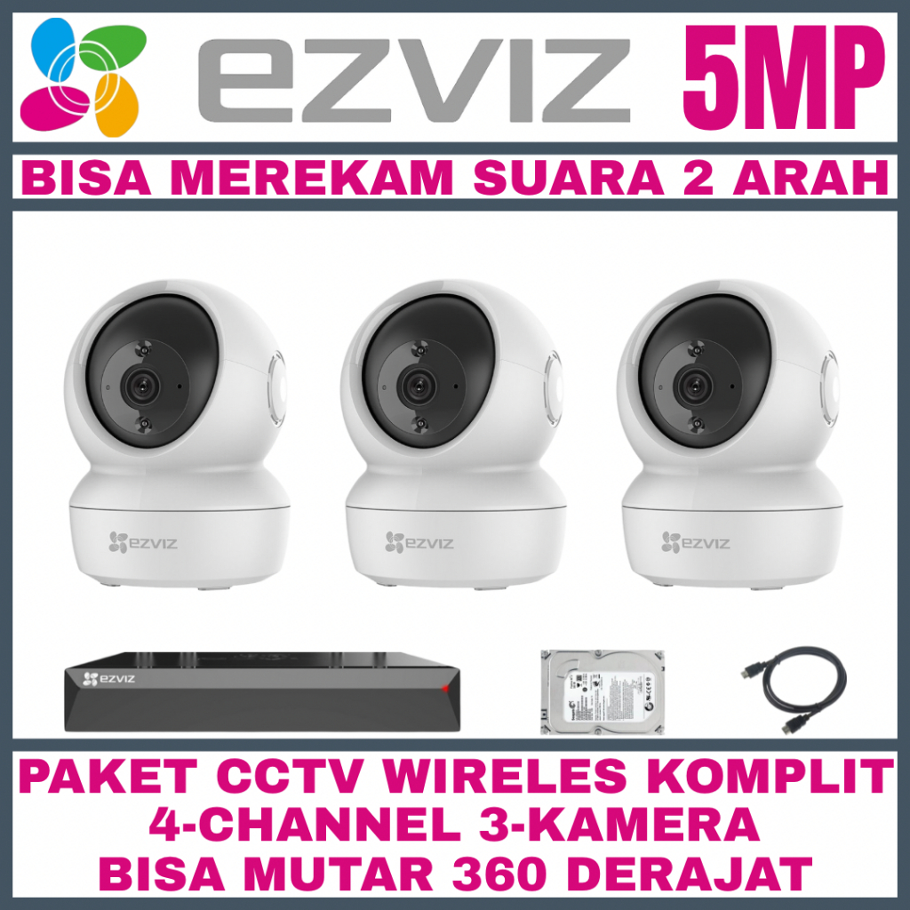 Paket CCTV EZVIZ 5MP 4 Channel 3 Kamera Wireless
