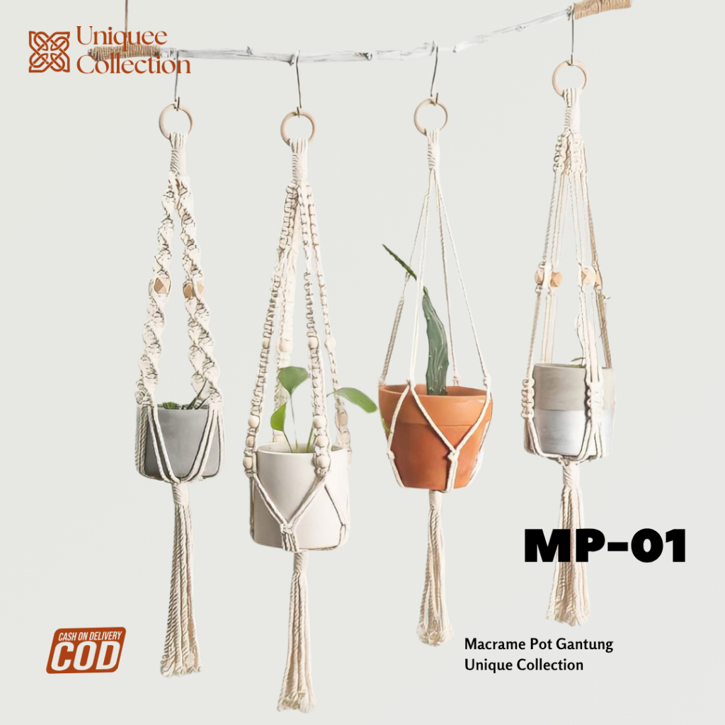 MP-01/Macrame Pot Gantung/Macrame Plant Hanger/Macrame Tanaman Hias/Gantungan Pot Estetik/Pot Tali/P