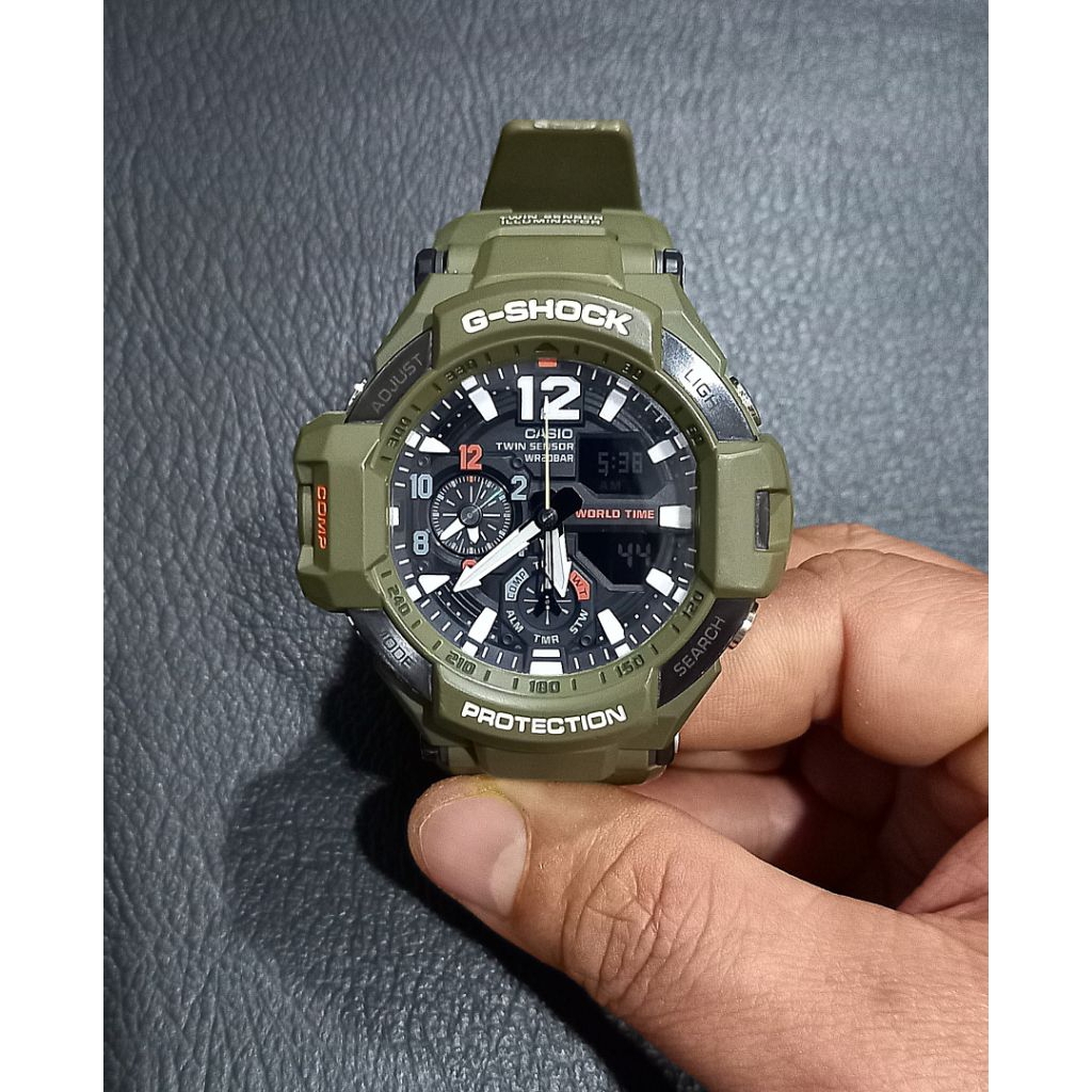 Jam Tangan Casio G-SHOCK / GSHOCK GA-1100KH / GA1100KH - 3ADR / GA 1100 Green Army Gravity Master