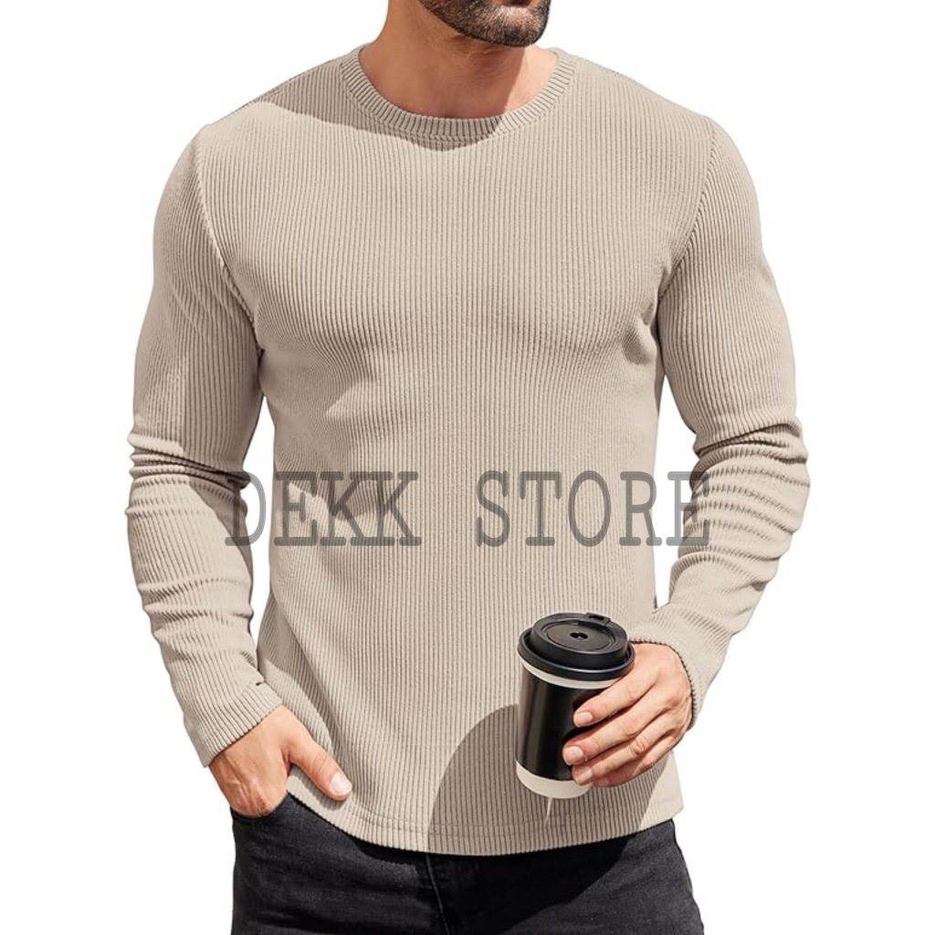 NAD ID KAOS WAFFLE KNIT LENGAN PANJANG/KAOS OBLONG KNIT PRIA POLOS/KAOS WAFFLE KNIT TERLARIS