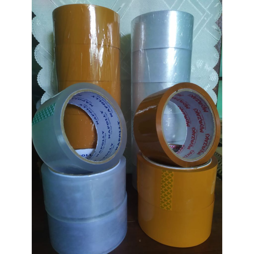 

LAKBAN BENING dan LAKBAN COKLAT isolasi selotif clear tape 45 mm daya lengket