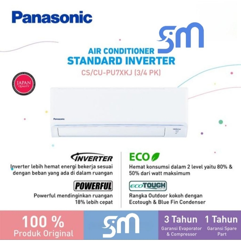 AC Panasonic 3/4 PK Inverter PU-7XKJ SIBIRU PU7XKJ PU7 0.75