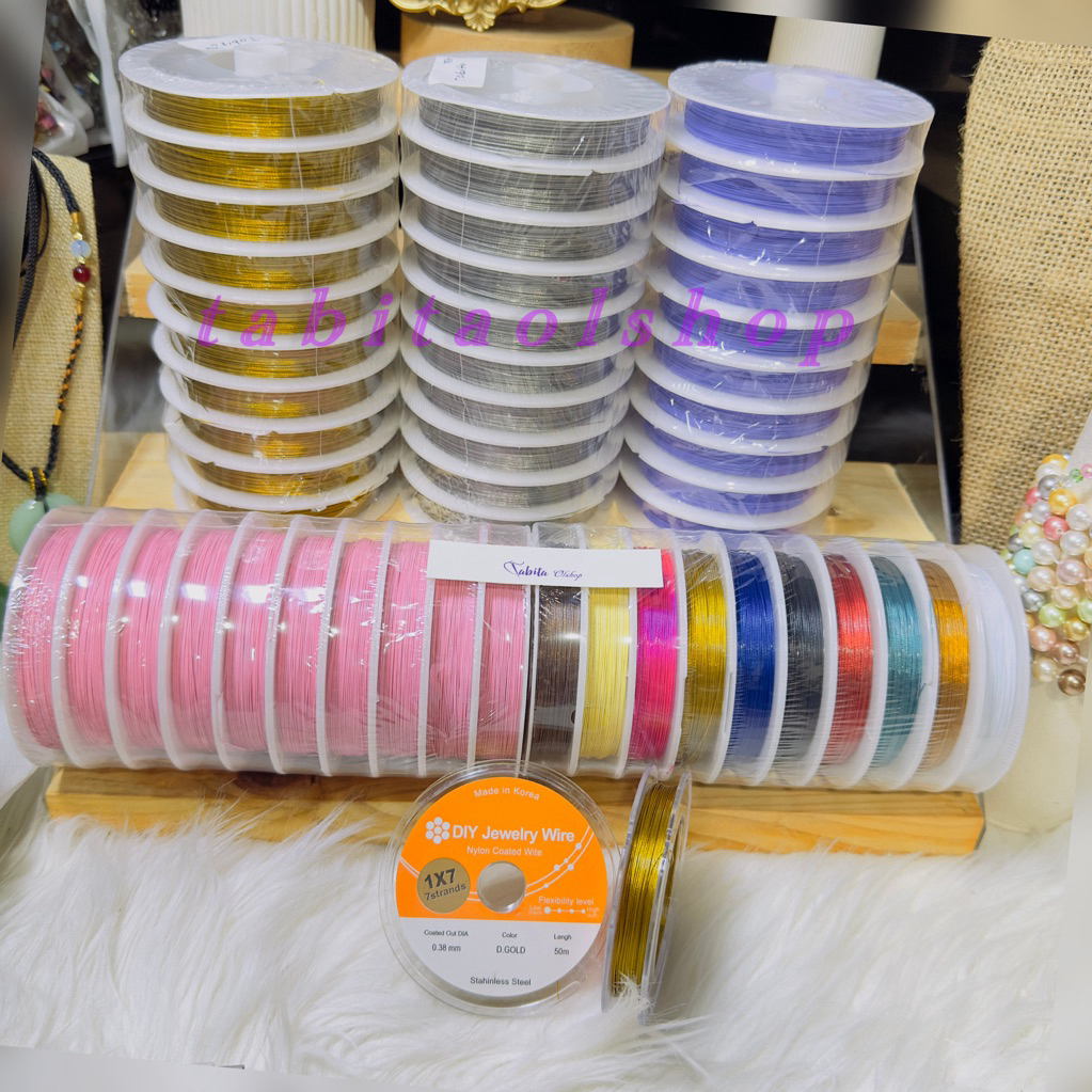 Cable String tali Warna Silver Bahan Untuk Meronce Manik Manik/mutiara/tasbih