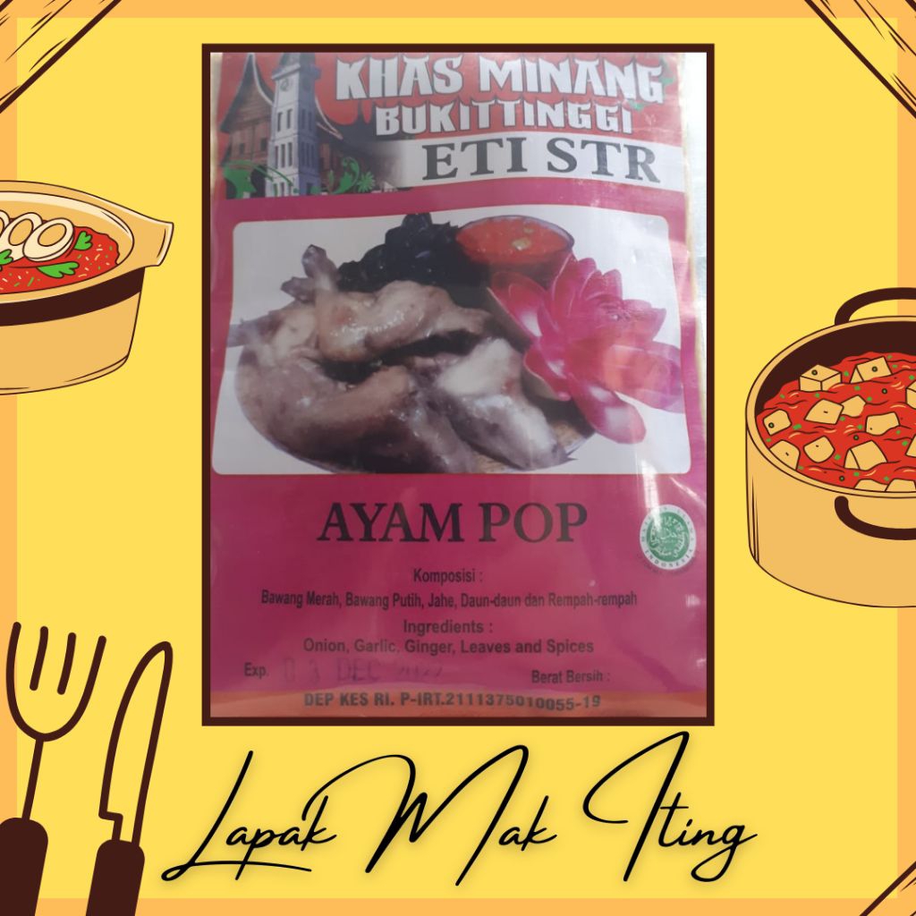 

Bumbu Masak Khas Minang Bukittinggi Eti STR - Ayam Pop
