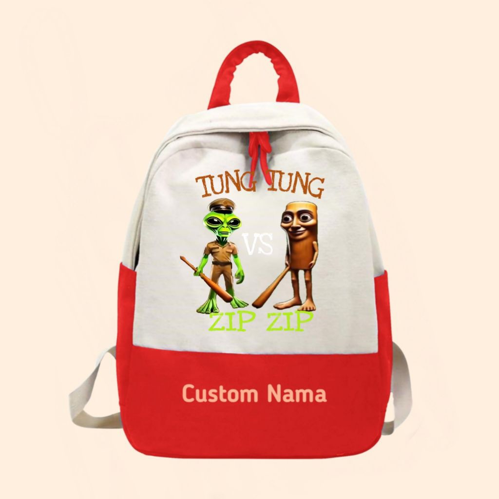 Tas anak Ransel tung tung vs Zip Zip free nama