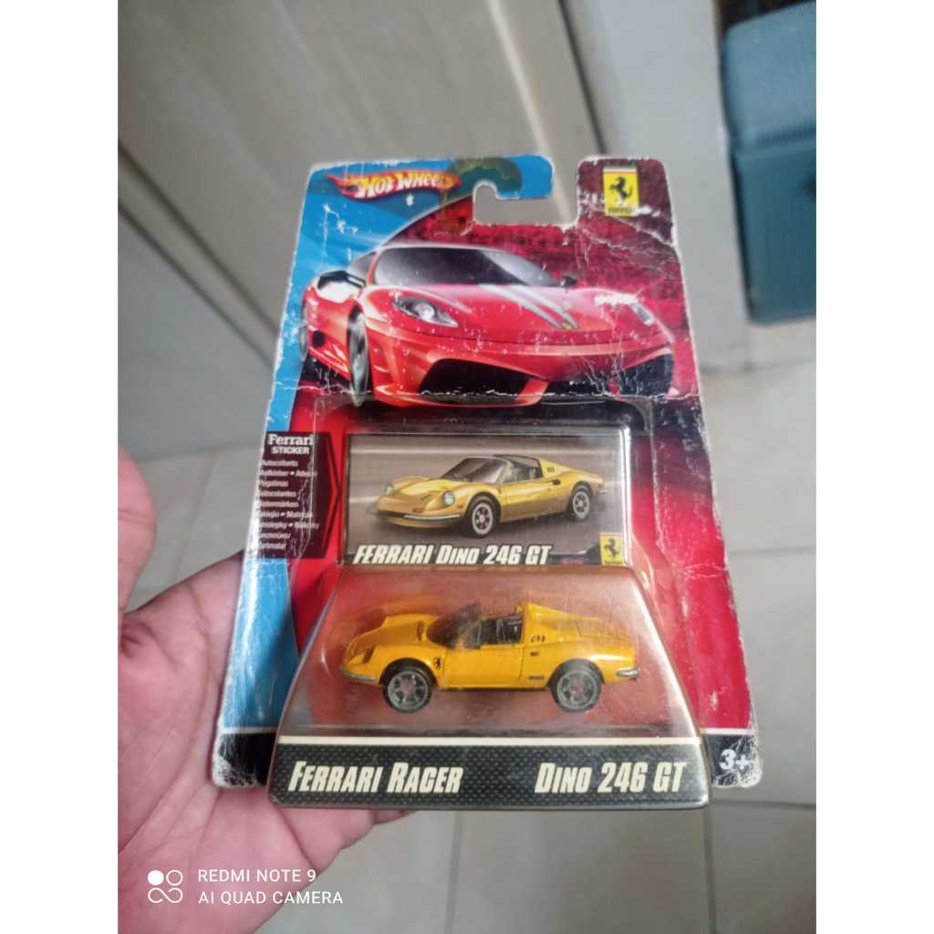 Hotwheels Ferrari racer Ferrari Dyno 246 gt kuning ban comolt