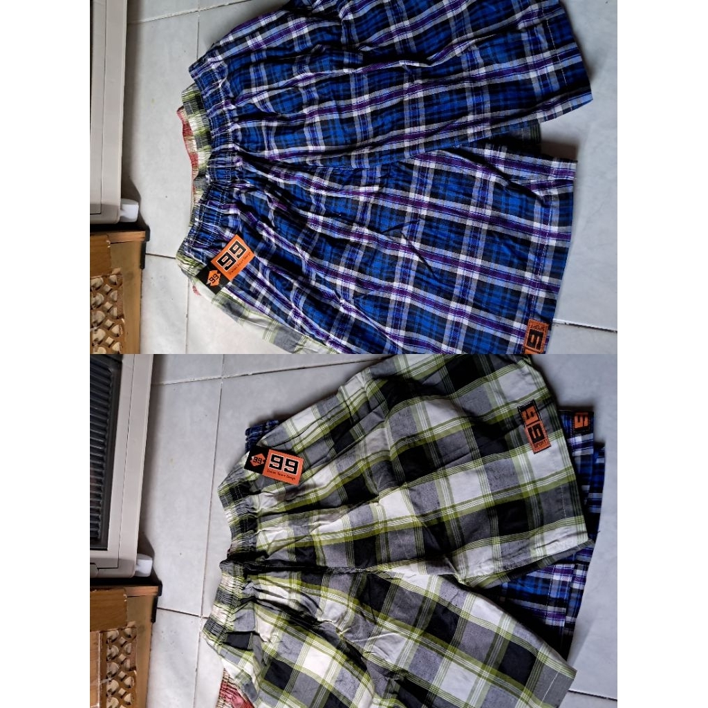 CELANA PENDEK PRIA MOTIF KOTAK RESLETING/CELANA HARIAN