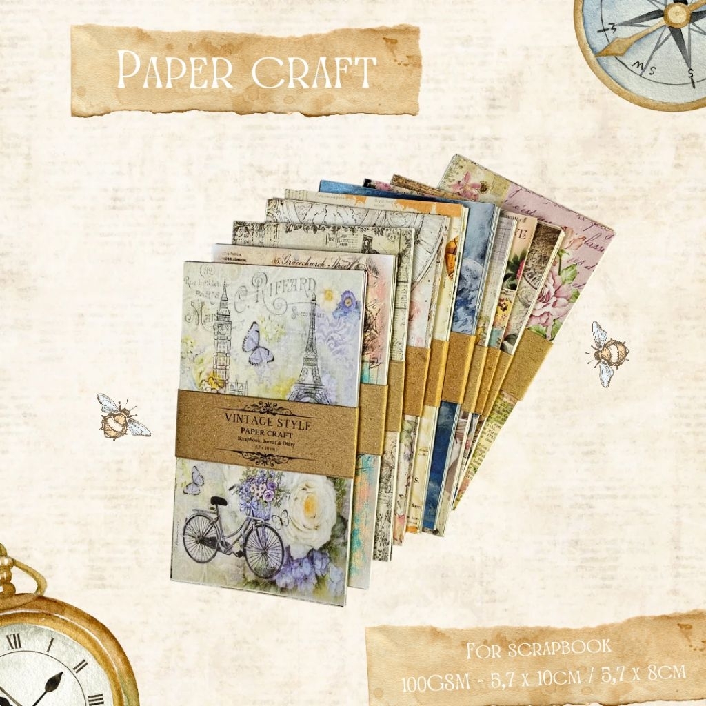 

PAPER CRAFT - [ 20 lembar ] Kertas DIY Vintage Style Scrapbook Kreatif