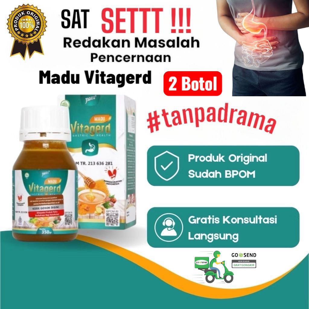 

(COD) Madu Vitagerd 350gr Original BPOM Paket Hemat 2 Botol | Redakan Masalah Pencernaan Maag Gerd