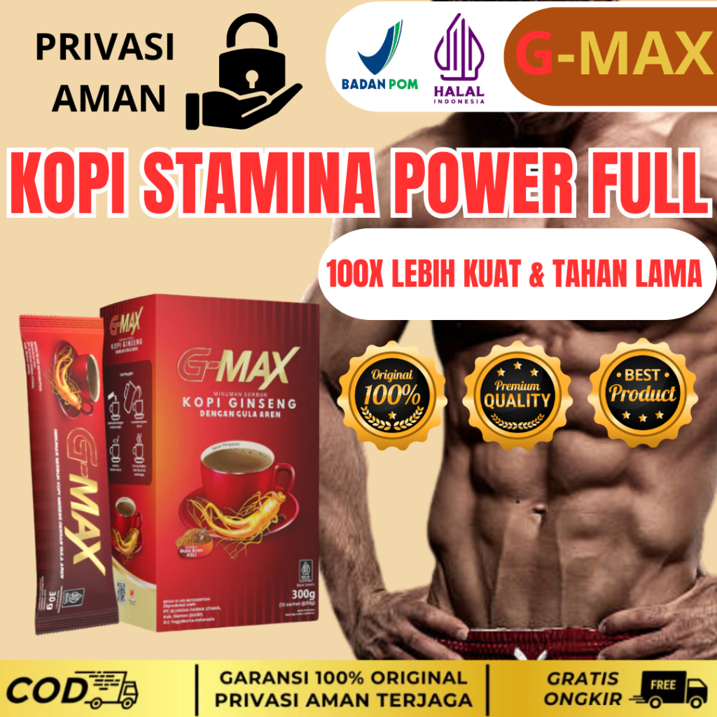 

G-MAX Minuman Kopi Extra Ginseng Penambah Stamina Pria Dewasa Kuat Tahan Lama Bpom