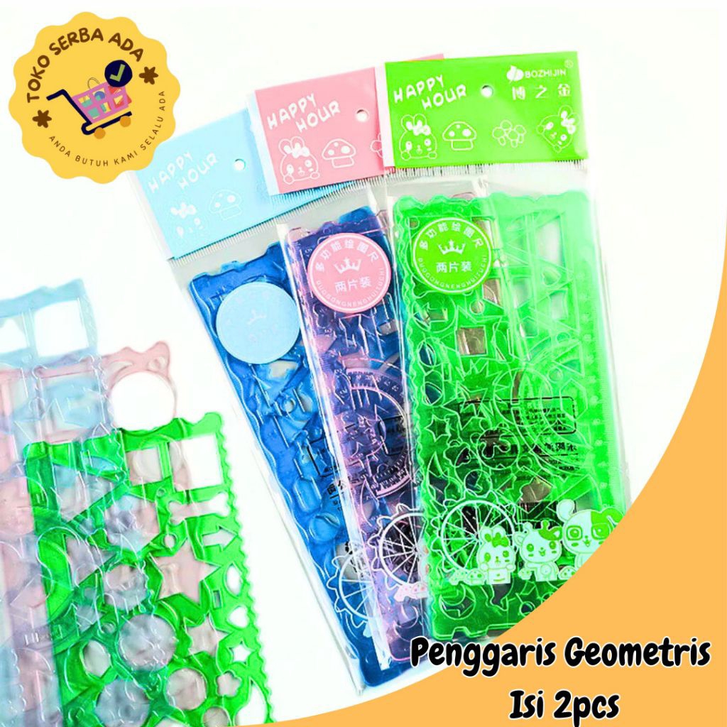 

Penggaris Cetakan Aneka Bentuk Isi 2pcs / Penggaris Geometris