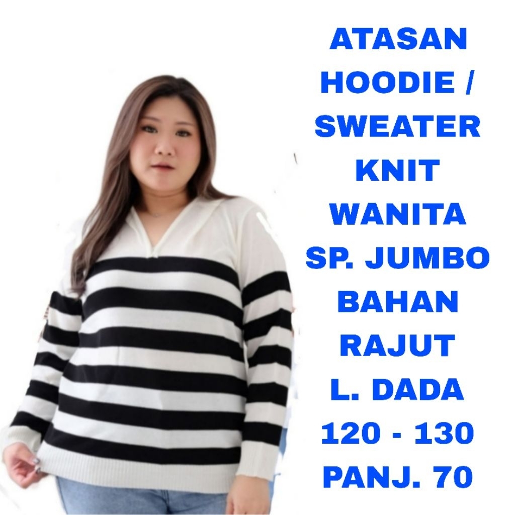 WK ATASAN HOODIE SWEATER KNIT RAJUT  STRIPE LD. 120 130 BAJU ATASAN LENGAN PANJANG KOREAN FASHION ST