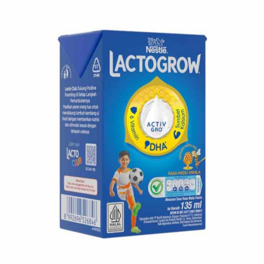 

[ 6 Pcs ] Lactogrow Susu UHT Activgro Madu Vanila 135ml