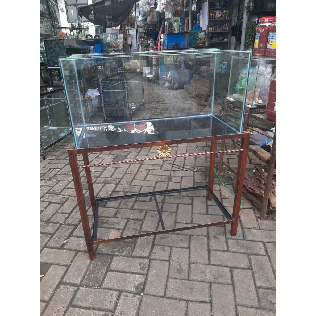 Aquarium Kaca 80x40x40 Polos Dan Rak Besinya