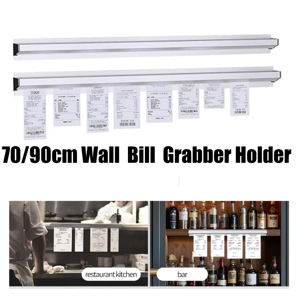 

70/90cm Bill Receipt Check Holder Tab Grabber Wall Aluminum Bill Penjepit Kertas Bon Checker Holder