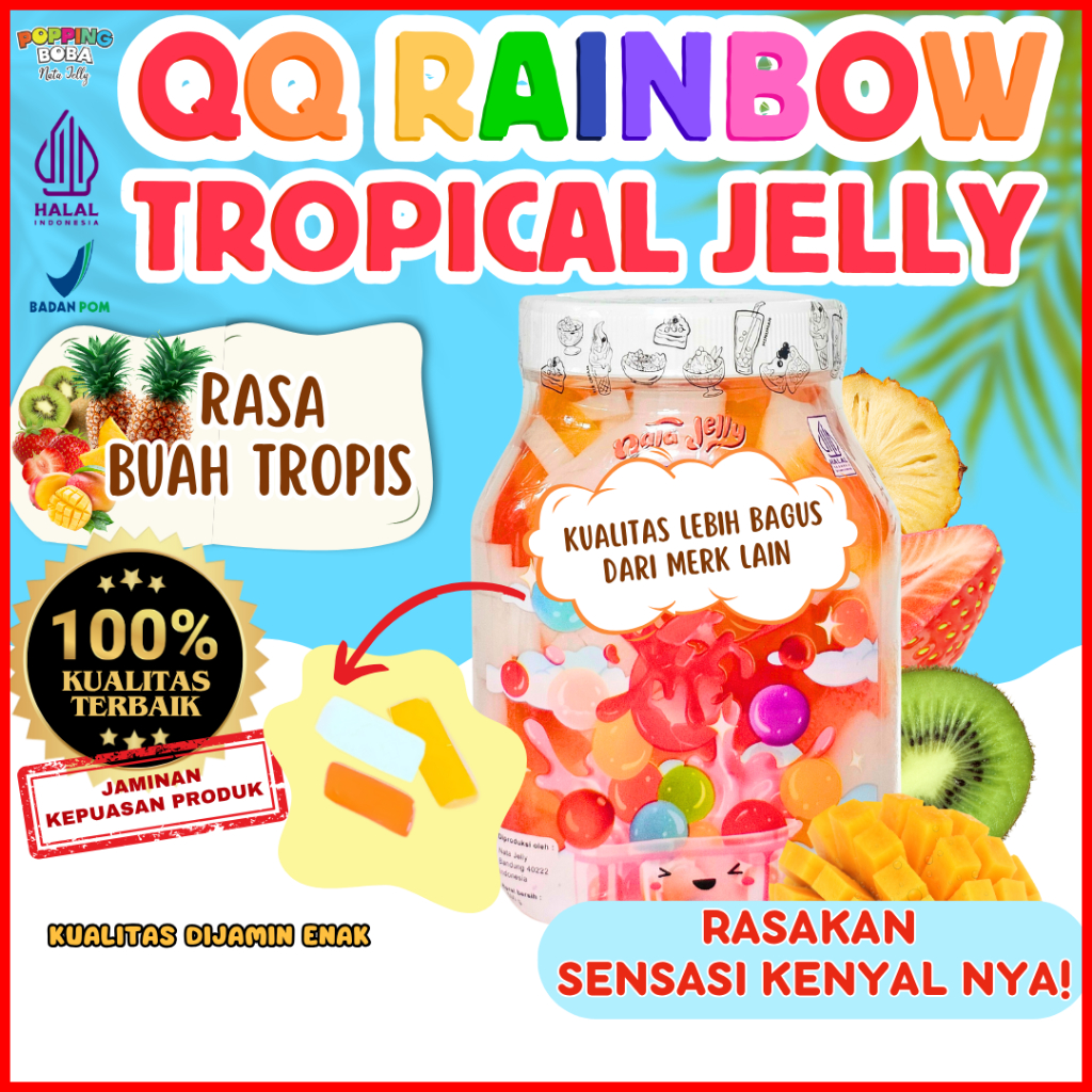

QQRainbowJellyKonyakuToppingMinumanCocokDengan GLETZ Bubuk Es Krim Ice Cream Powder - Tropical Jelly Buah Tropis 500 Gram | Cocok Untuk Semua Jenis Minuman