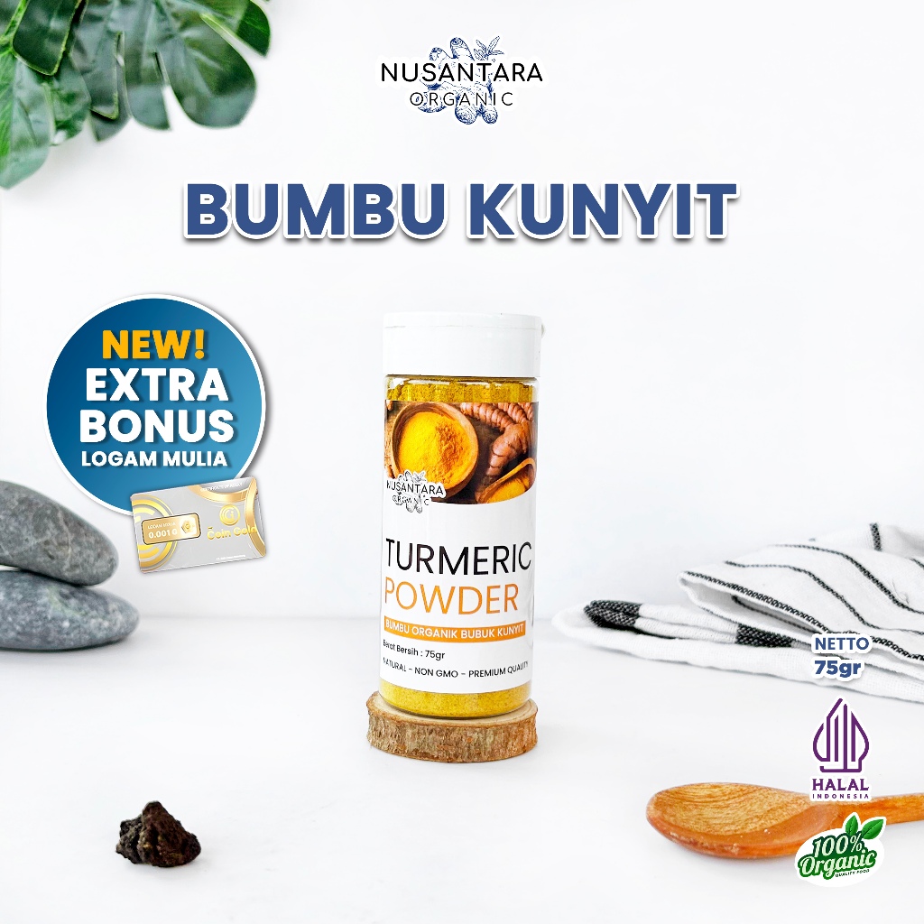 

Nusantara Organic Kunyit Bubuk Turmeric Powder Instan Murni Organik Tanpa Campuran Asli 75gr