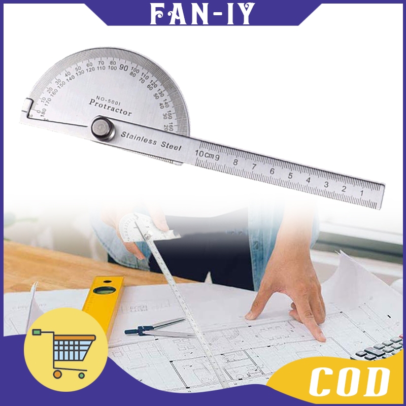 Stainless Steel Penggaris Busur  / Busur Derajat 180°/ Untuk Pengukuran Pertukangan
