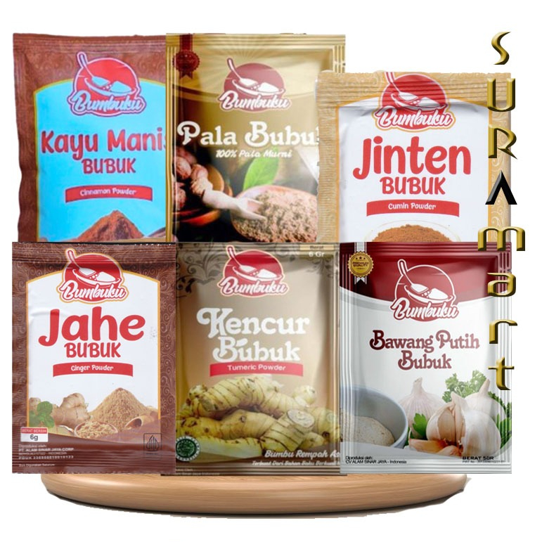 

(1 renteng) BUMBUKU Bawang Putih Bubuk Bubuk Jahe Kencur Jinten Kunyit Pala Bubuk