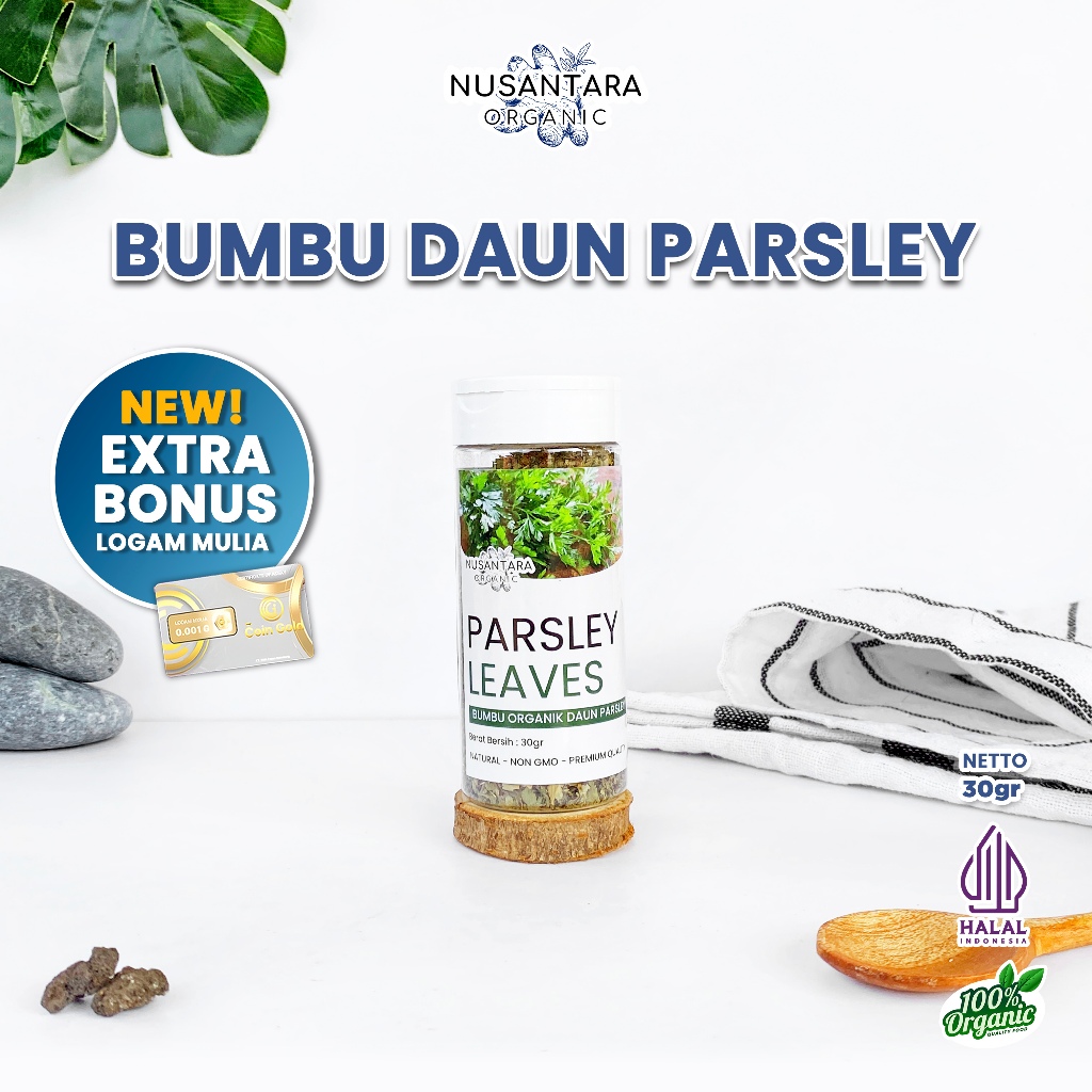 

Nusantara Organic Parsley Kering Dried Leaves Organik Flakes Daun Peterseli Garnish Masakan 30gr