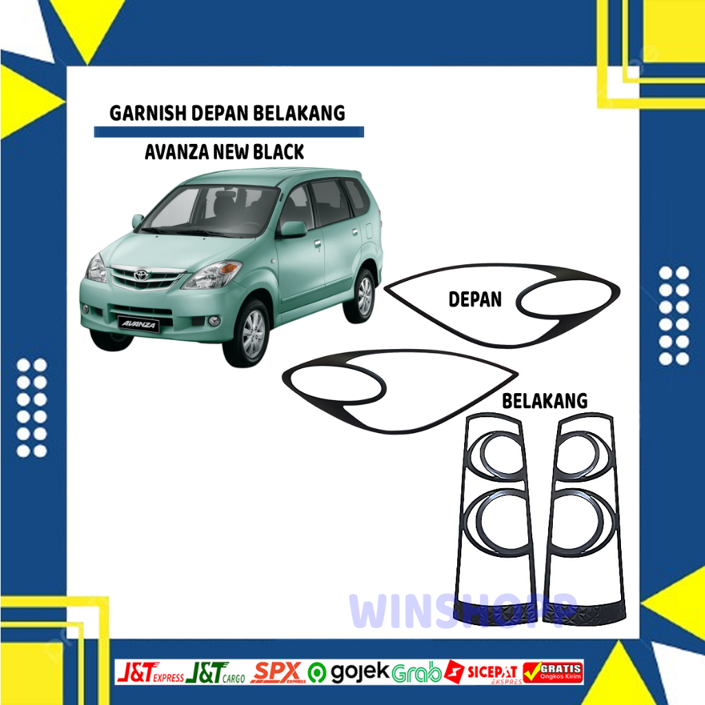 GARNISH LAMPU AVANZA NEW VVTI  2010 DEPAN BELAKANG HITAM CARBON CHROME