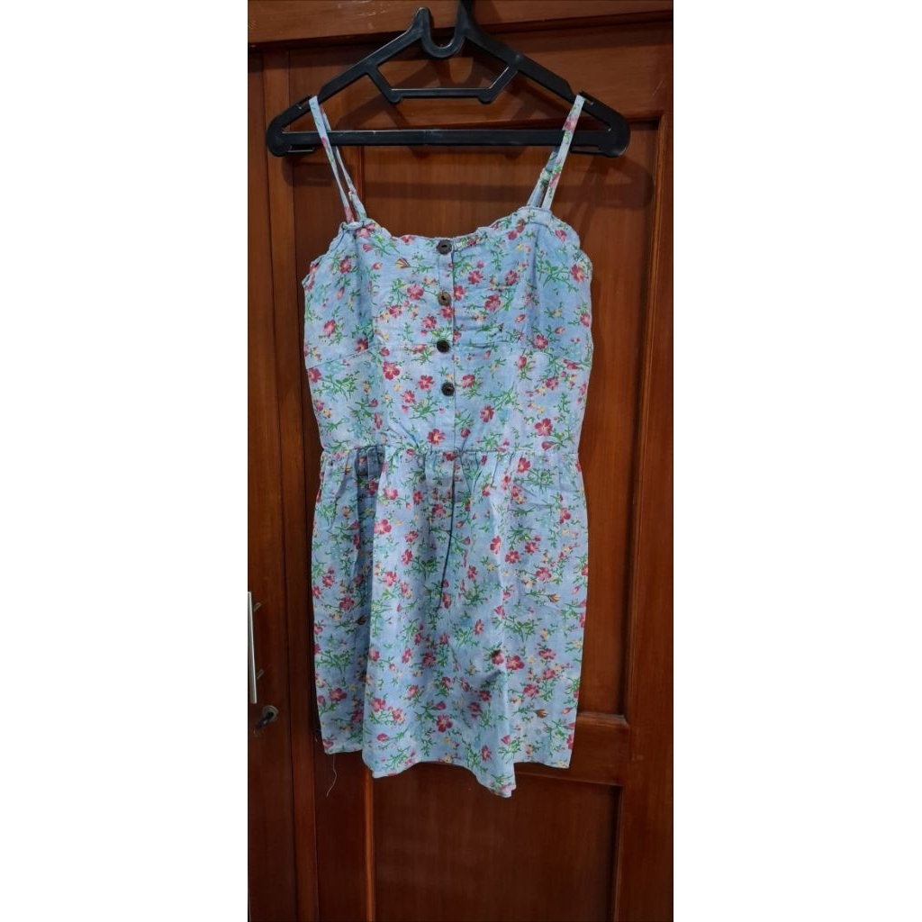 Preloved Dress Flower Denim