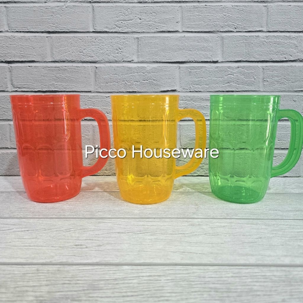 6 Pcs Gelas Bir Plastik Bergagang GM Beer Teh Manis Plastik