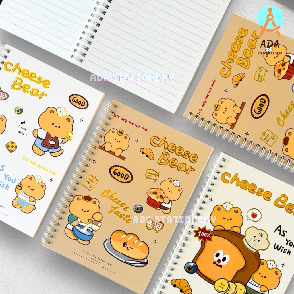 

BUKU A5 SPIRAL MOTIF CHEESE BEAR/ buku tulis lucu/ buku ring motif /depai