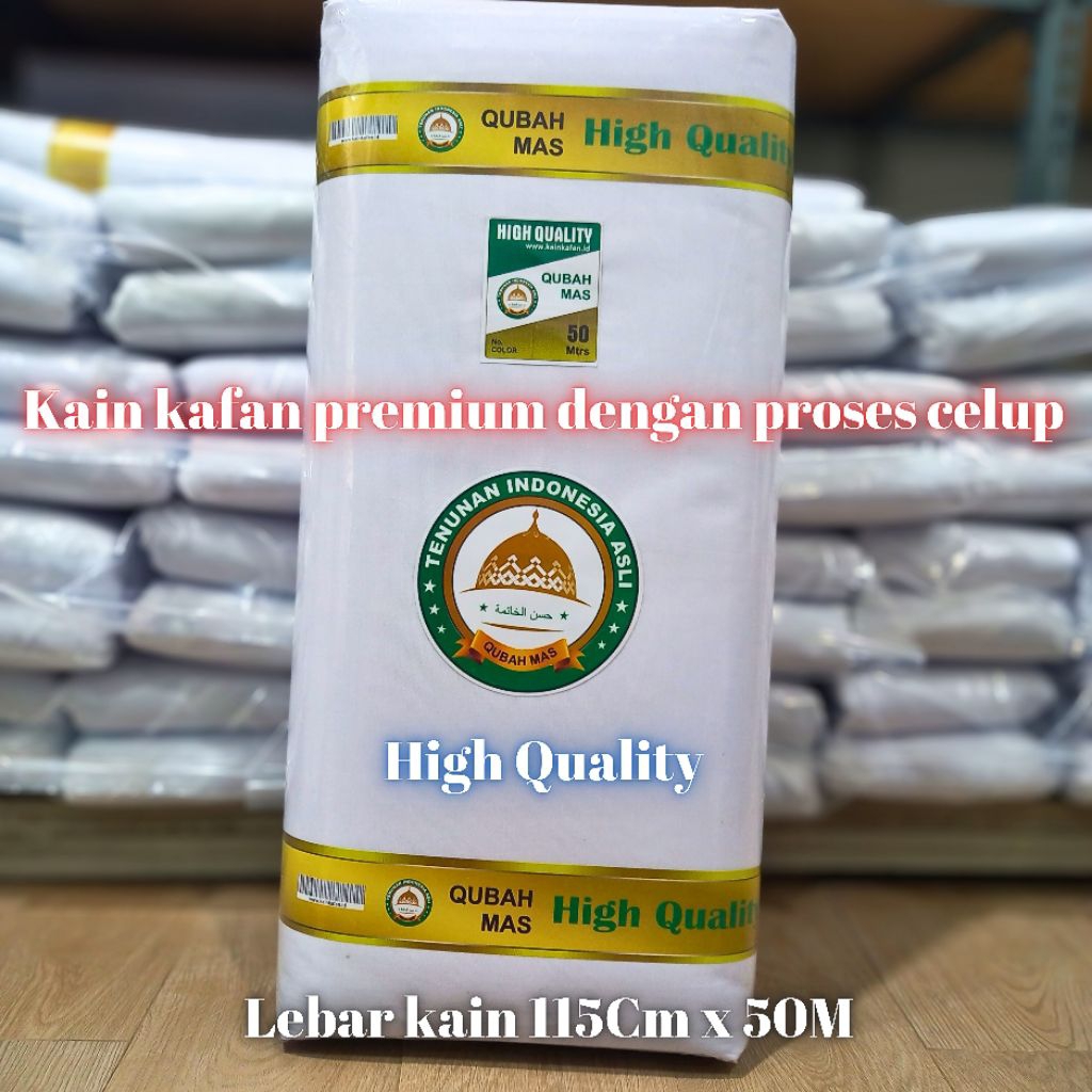 kain kafan premium 1 roll lebar 115Cm x 50M cap Qubah Mas kain mori kain kafan 1 roll