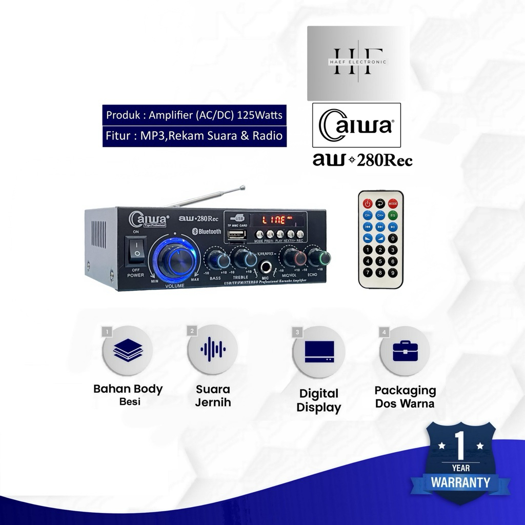 Amplifier CAIWA AW-280REC Amplifier Karaoke Bluetooth MP3 AC/DC HF_Electronic