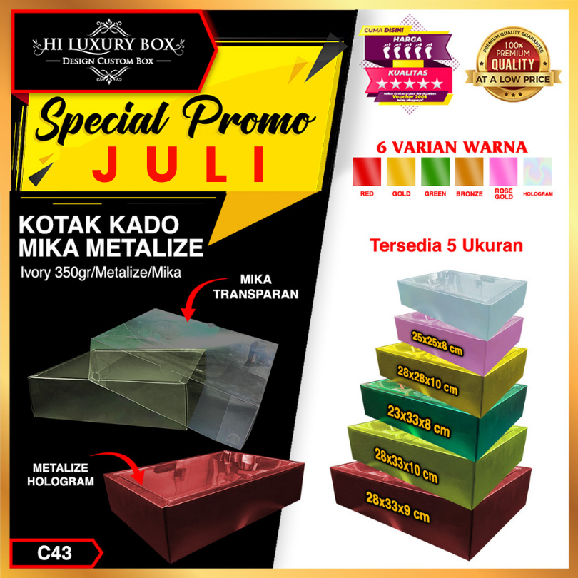 

Kotak kado mika - box hologram tutup mika - kotak kado metalize -C43