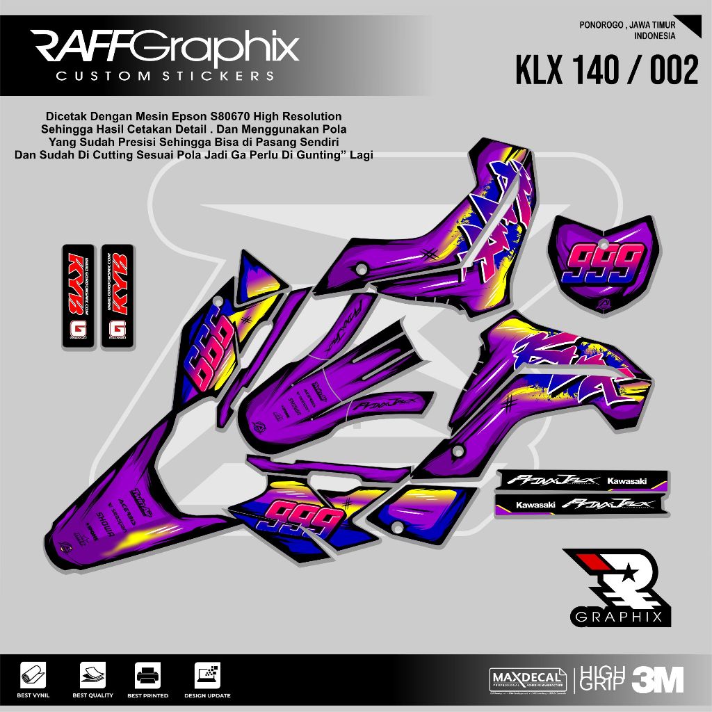 DECAL KLX 140  SUPER GLOSSY KODE 073 - DECAL STICKER KLX - STICKER KLX MURAH - DECAL KLX MURAH