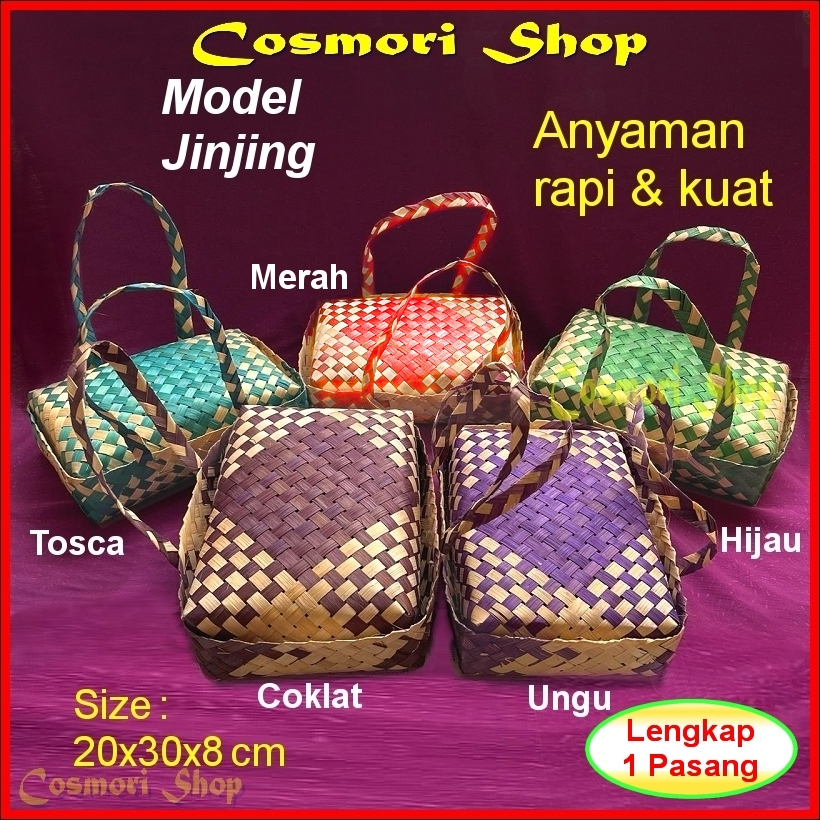 Besek Anyaman Warna Jinjing Bambu Hajatan 20 30 Berkat Untuk Pesta Nasi Hantaran Kue Warna Cantik Be