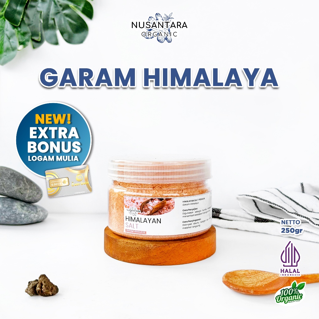 

Nusantara Organic Garam Himalaya Asli Sea Salt Pink Rock Tanpa Campuran Alami Organik 250gr