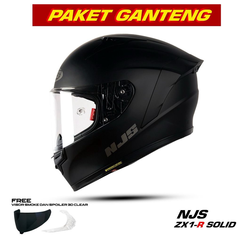 Helm NJS ZX-1R SOLID BLACK DOFF DOP MATT| HELM NJS ZX-1R TERBARU ORIGINAL SNI TERMURAH|HELM NJS ZX-1