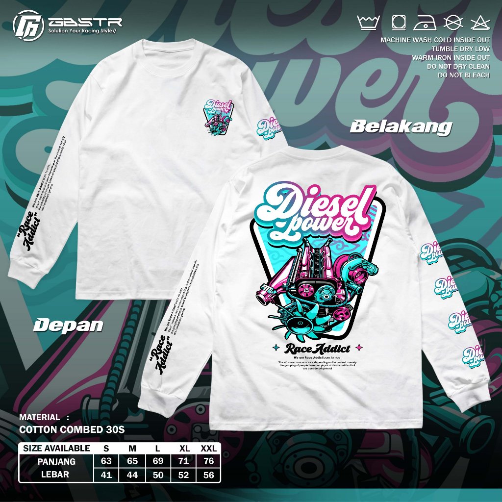 Kaos Diesel Power Engine Turbo Machine - Tshirt Racing Diesel Gank Lengan Panjang A3322