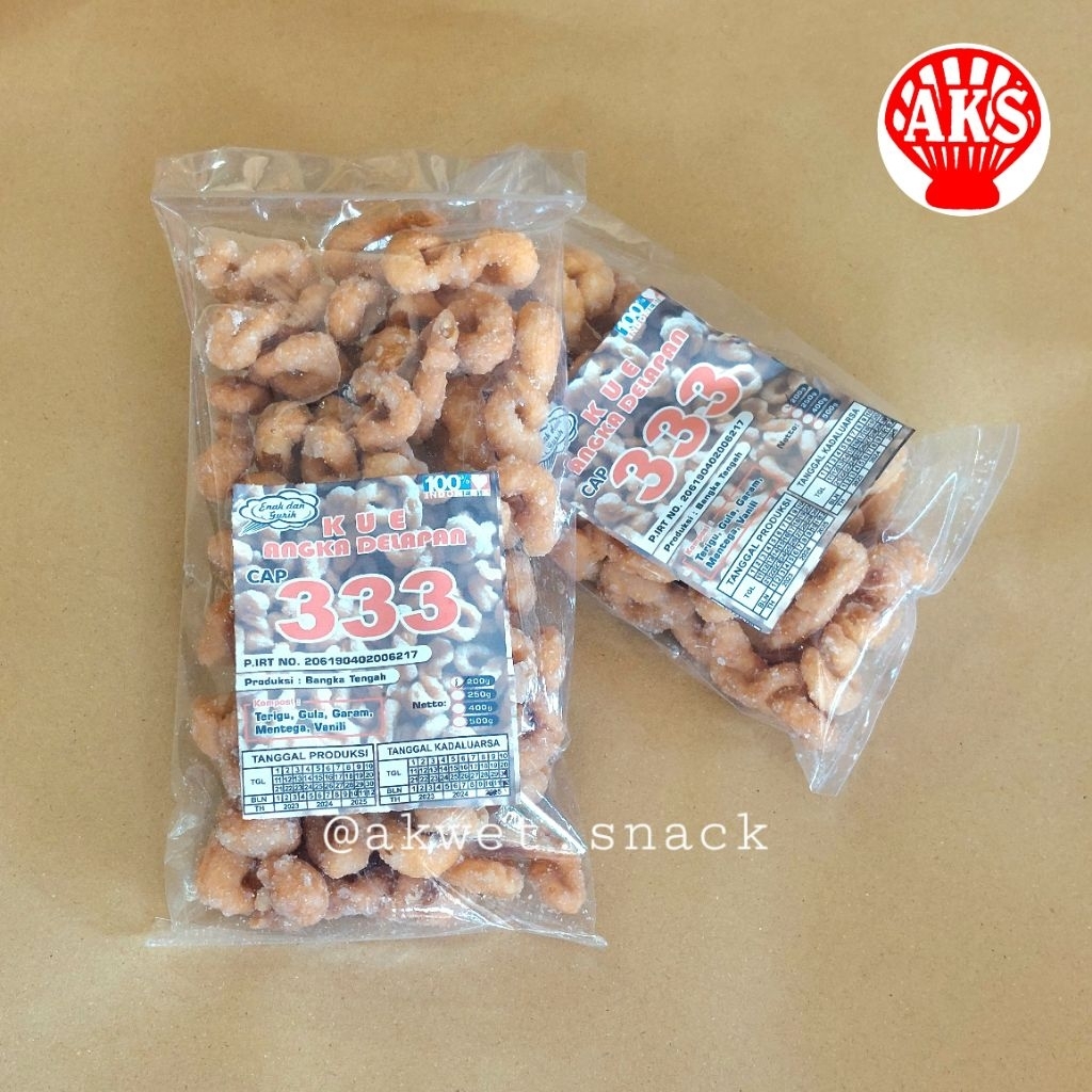 

Akwet Snack | Kue angka 8 cap 333 (200gr) Makanan Snack khas Bangka