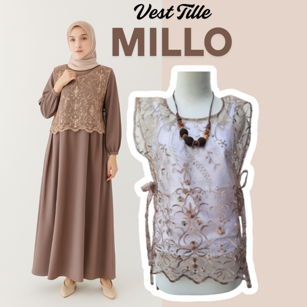 Outer Tile Premium Rompi Brukat Mutiara Wanita Elegan Atasan Kondangan Luaran Baju Polos Kekinian