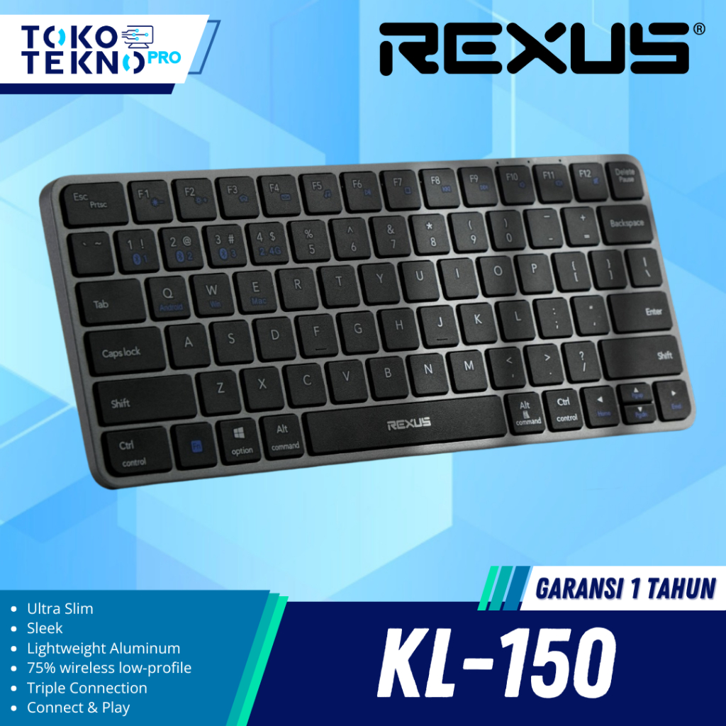 Rexus KL100 / KL150 / KL200 Dual Connection Wireless Office Keyboard Garansi Resmi
