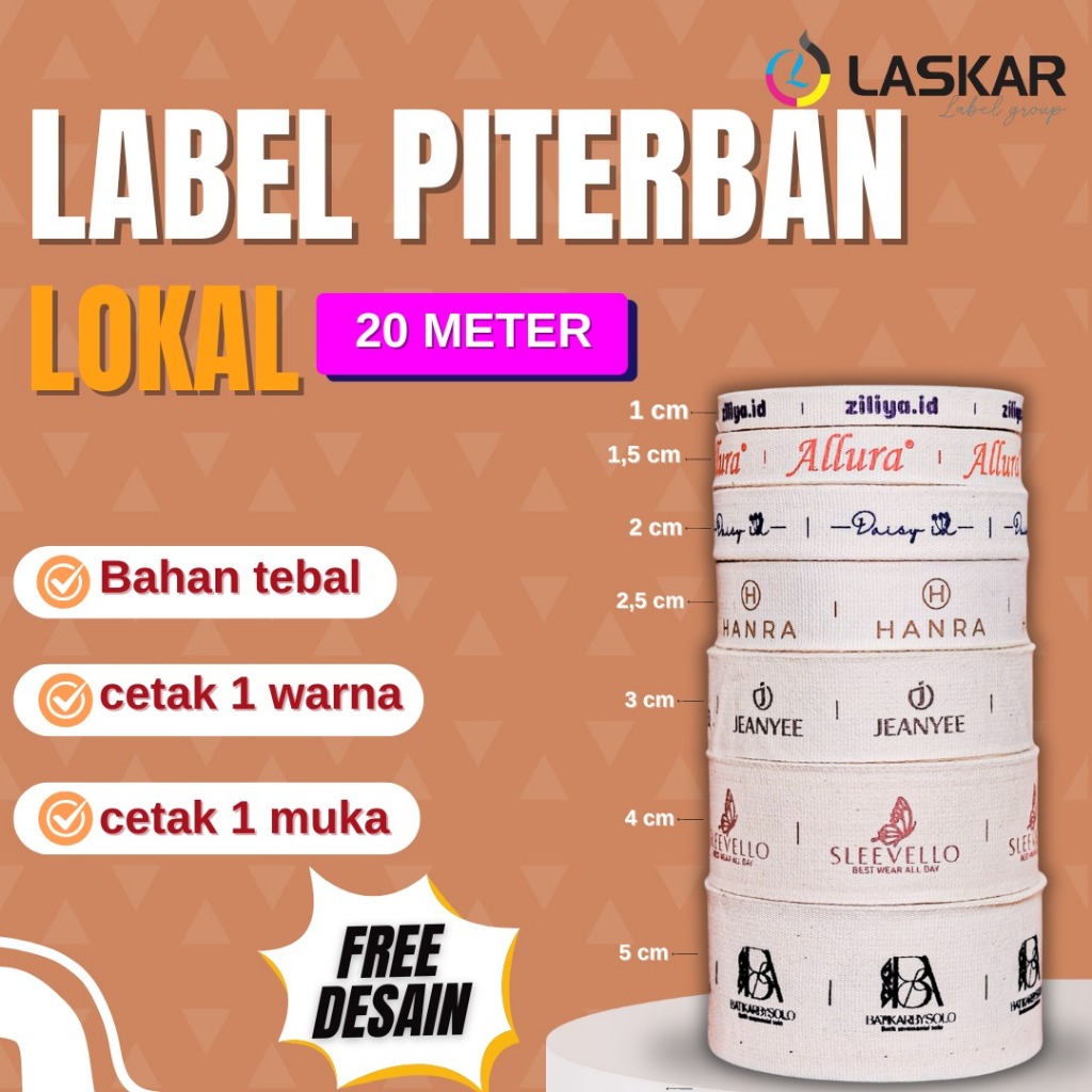 

20 meter piterban lokal label cotton label pitrban label baju label kerudung label celana label