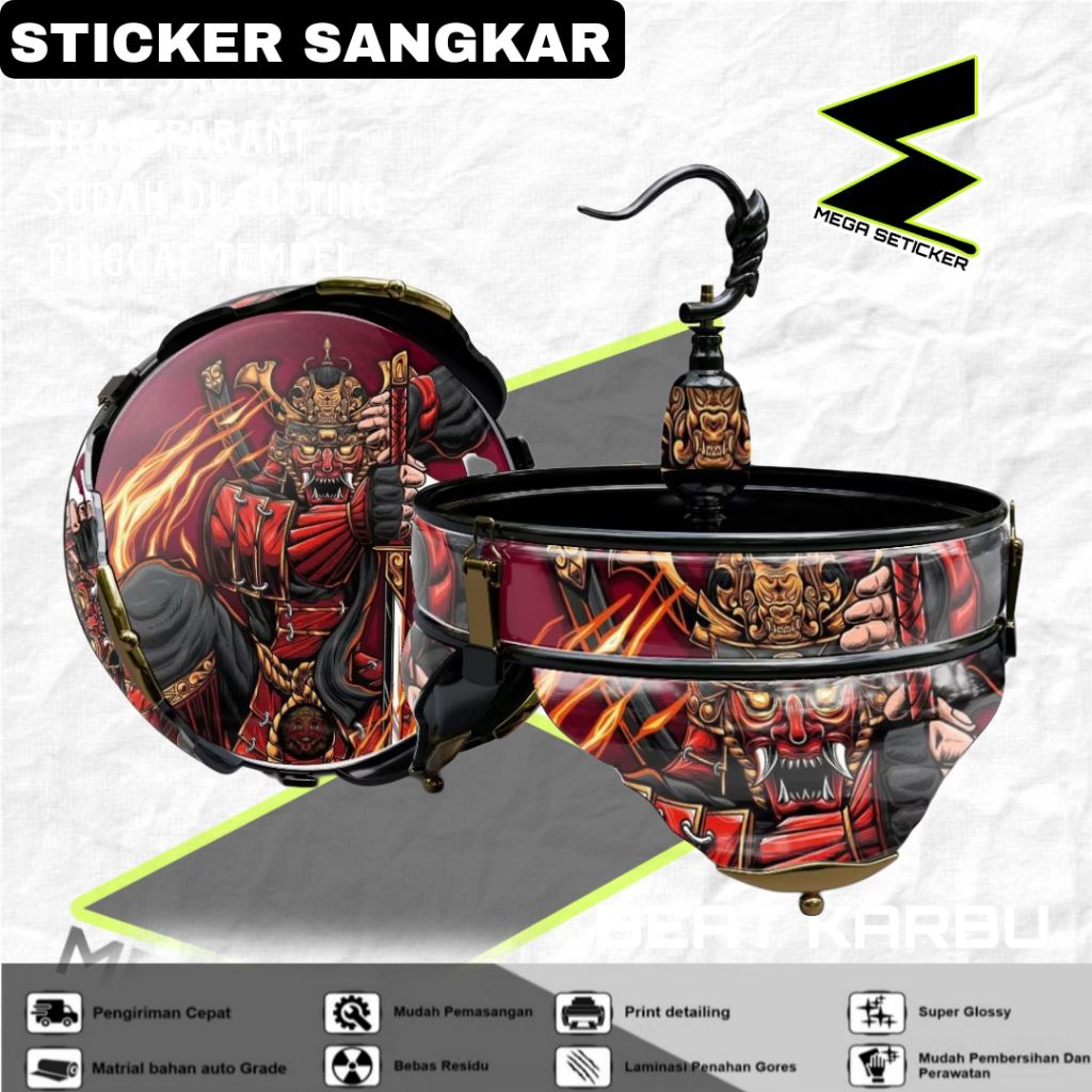 Stiker Sangkar Lovebird Motif Samurai Sticker Sangkar Custom Variasi Decal Tebok Lovebird